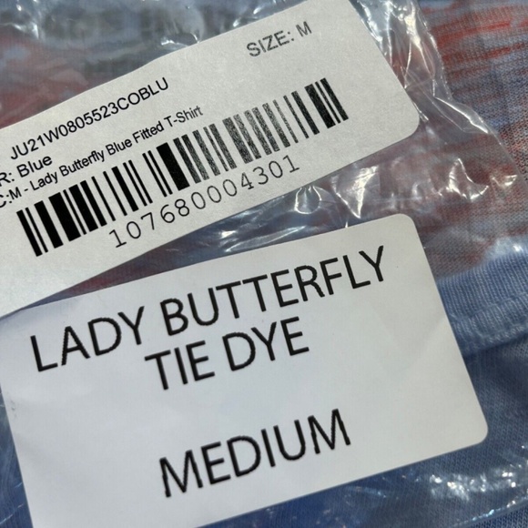 Boys Lie Lady Butterfly Blue Tie Dye With Love Cropped Tee Size M - Picture 10 of 10